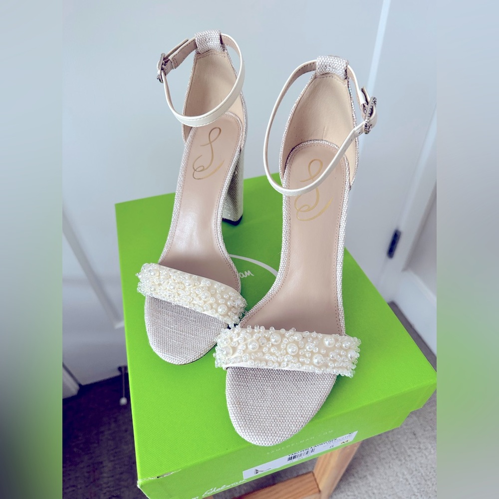 Wedding shoes - Sam Edelman yaro sandal with Pearl accents - size 8 brand new